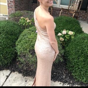 Rose gold floor-length sequin gown